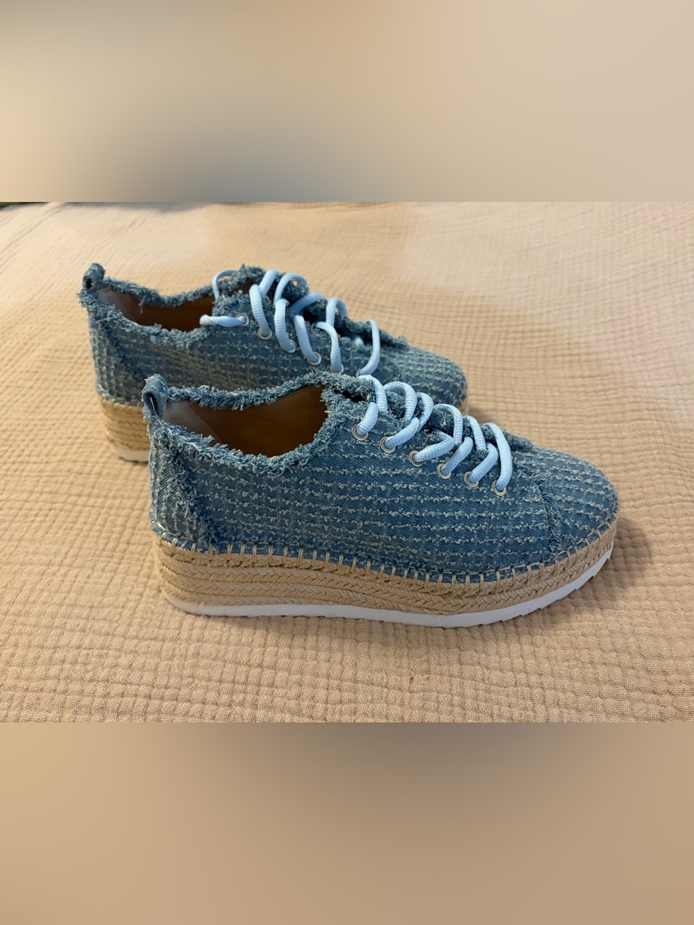 Antonio Melani TaylorTwo LaceUp Espadrille Denim Platform Sneakers Size 7.5 NWOT